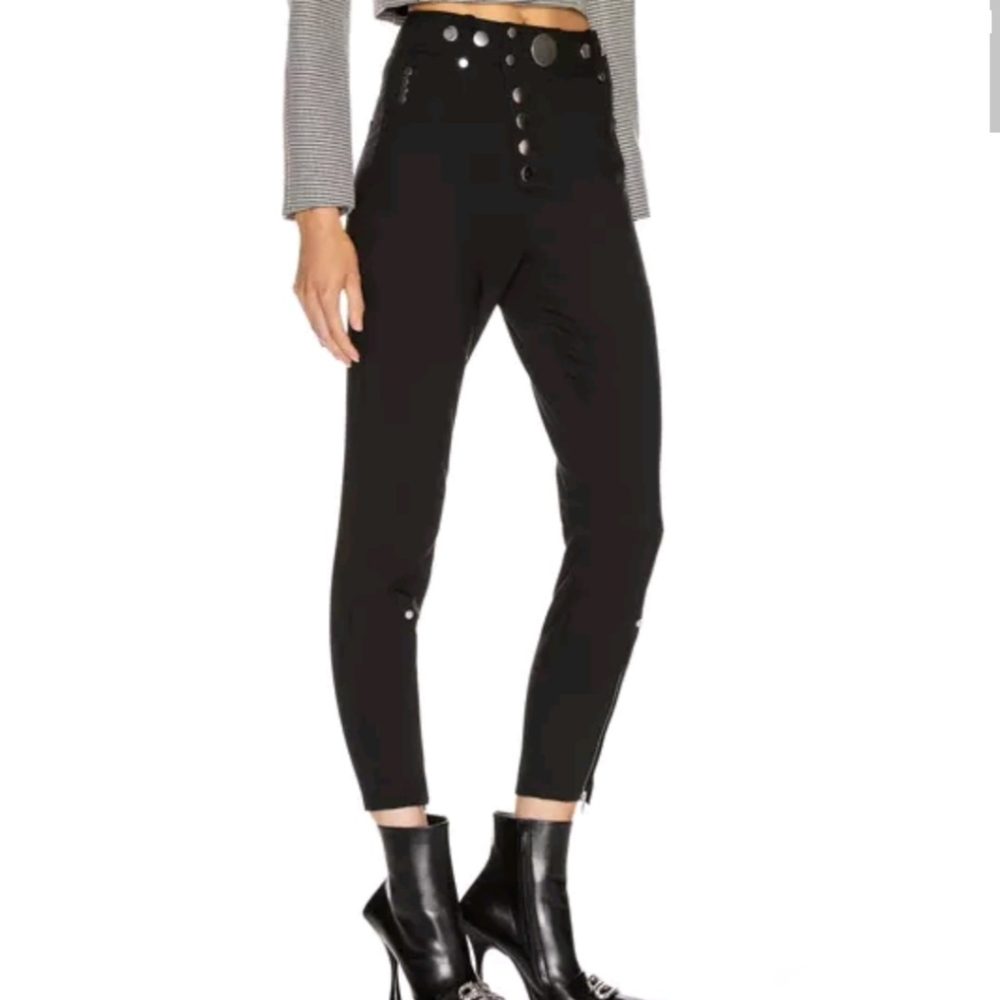ALEXANDER WANG* coated Cotton Skinny Leg Stretch Jean Pants W/ Silvertone